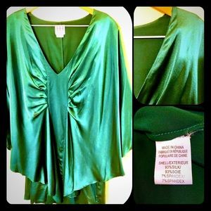 Gorgeous emerald green silk HH mini dress